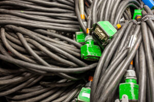 A closeup shot of the cable wires